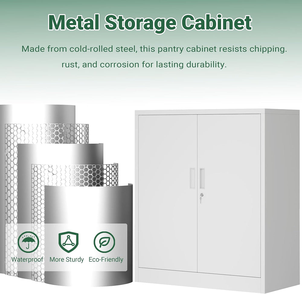 CJF Pantry Cabinet, Metal Pantry Storage Cabinets with Doors and 2 Adjustable...