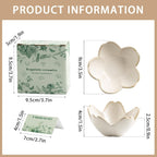 Mecaikru Ceramic Jewelry Tray, 3.5 in Flower Ring Dish with Gift Box & Card | Petal-shaped bowl keeps rings, earrings and small necklaces visible while helping prevent slipping.