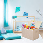 2 Pack Large Toy Box Chest Storage with Flip-Top Lid, Sturdy Kids Toy Storage Bin Boxes Container for Boys, Girls, Nursery, Closet, Bedroom, Playroom 25"x13" x16"(Linen Beige)