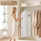 MISSLO 60" Cotton Garment Bag for Long Dress Breathable Fur Coat Storage Bag Women Dress Cover Luxury Garment Bags for Hanging Clothes Travel for Fur Coat, Jacket, Gown, Suit