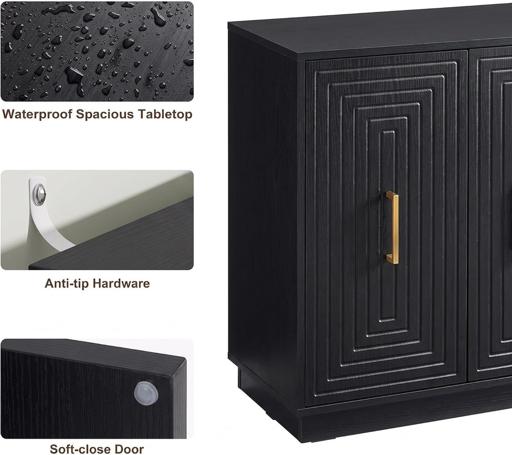 RoyalCraft Buffet Cabinet with Storage, Modern Fluted Sideboard