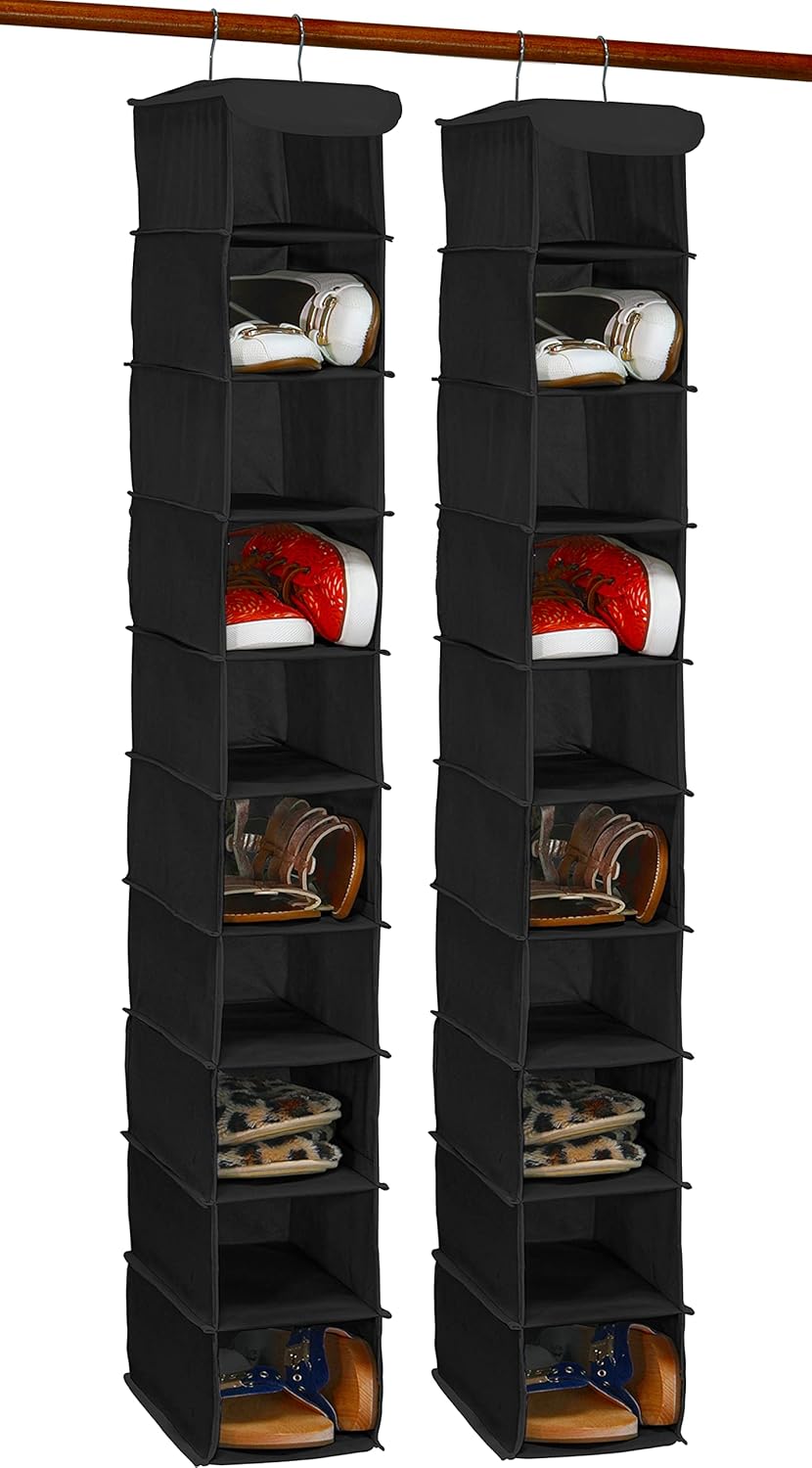 Simple Houseware 2 Pack 10 Shelves Hanging Organizer, Black