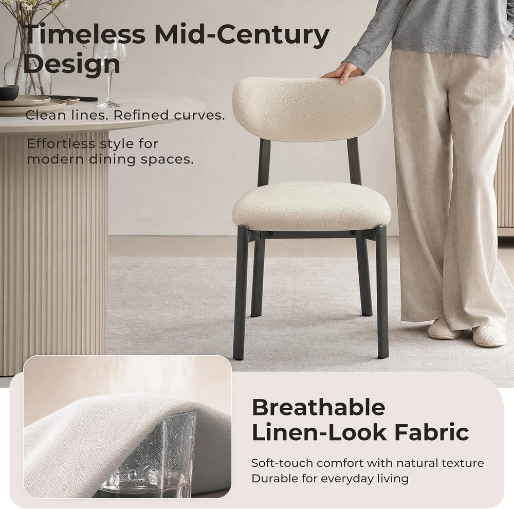Dining Chairs Set of 2, Modern Upholstered Fabric Kitchen Chairs | Textured F...