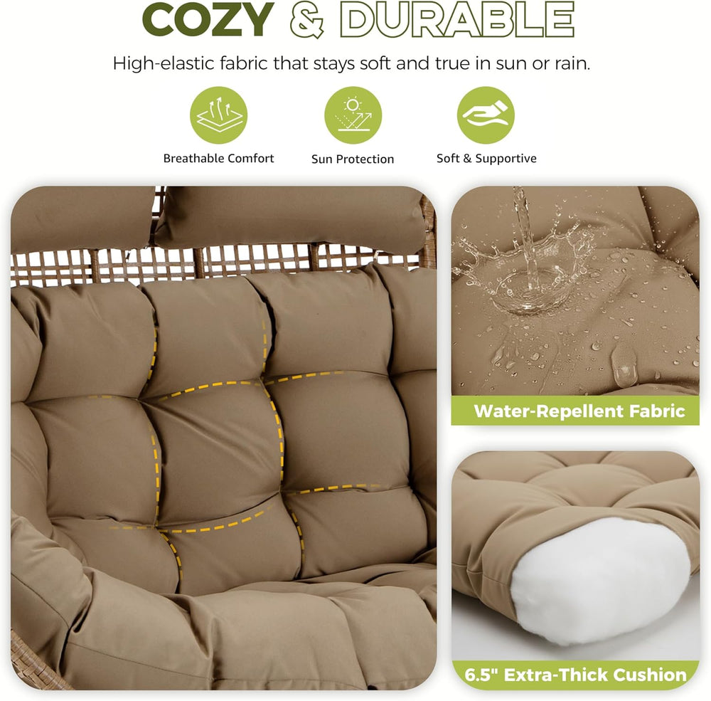 RADIATA 2-Person Double Egg Chair, 57.1" Extra Wide Outdoor Wicker Loves...