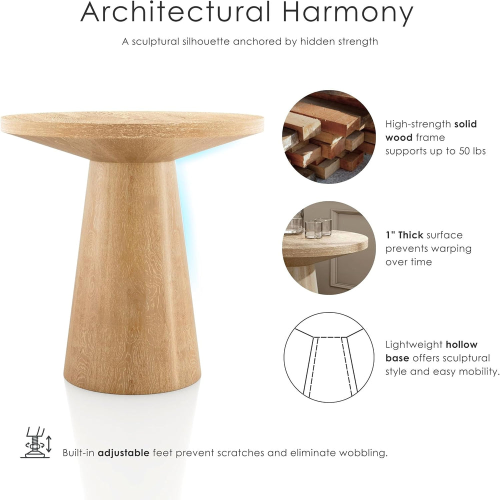 Furniture of America Lestara Modern Solid Wood 2-Piece Brown 29-inch Round En...