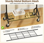 Heavy-Duty 450LBS Capacity Metal Clothes Rack，Rolling Clothing Rack with Wheels & Shelves, Portable Standing Wardrobe Rack for Hanging Clothes, Black