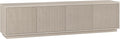 Henn&Hart Fluted TV Stand for TVs up to 85" with 2 Concealed Ribbed Storage Cabinets and Adjustable Shelves for Living Room, Family Room, or Office, Beech White
