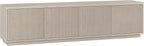 Henn&Hart Fluted TV Stand for TVs up to 85" with 2 Concealed Ribbed Storage Cabinets and Adjustable Shelves for Living Room, Family Room, or Office, Beech White