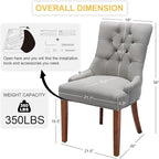 Upholstered Dining Chairs with Arms, Set of 6, Dining Room Chairs with Solid Wood Legs and Tufted Backrest(Linen+Grey)