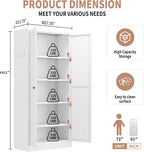 61'' White Metal Kitchen Pantry Cabinet - Heavy-Duty 4-Shelf Storage (110lb Capacity), Freestanding Organizer with Magnetic Door, Adjustable Leveling Feet, Tool-Free Assembly for Kitchen & Living Room