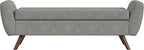 HomePop Modern Storage Bench with Wood Legs Home Décor|Bench with Storage for Living Room & Bedroom - Gray Woven