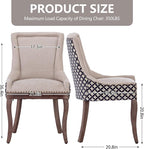 Modern Dining Chairs Set of 6, High Back Dining Chairs Side Chairs with Solid Wood Legs, Upholstered Fabric Dining Room Chairs for Dining Room Kitchen, Beige and Patterned
