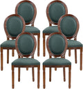 Nrizc French Country Dining Chairs Set of 6, Farmhouse Dining Chairs with Round Button Back, Solid Wood Legs, French Lunch Chair for Kitchen/Bedroom/Dining Room