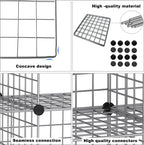 C&AHOME Wire Cube Storage, 9 - Cube Organizer Metal C Grids, Silver Gray | Modular Shelves Units, Closet Organizer, Storage Bins Shelving, Ideal for Home, Office, Living Room