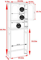 BlueWish Bathroom Organizers and Storage, Bamboo Over The Toilet Storage Cabinet with Inverted U-Shaped Door & Anti-Tip Device, Space Saver, Natural