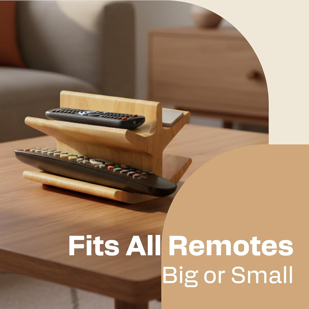 Decorative Remote Control Holder - Multiple Eyeglass Holder Stand - Remote Caddy for Table Bed - Wooden TV Remote Holder Storage - Coffee Table Organizer - Bedside Reading Glasses Holder