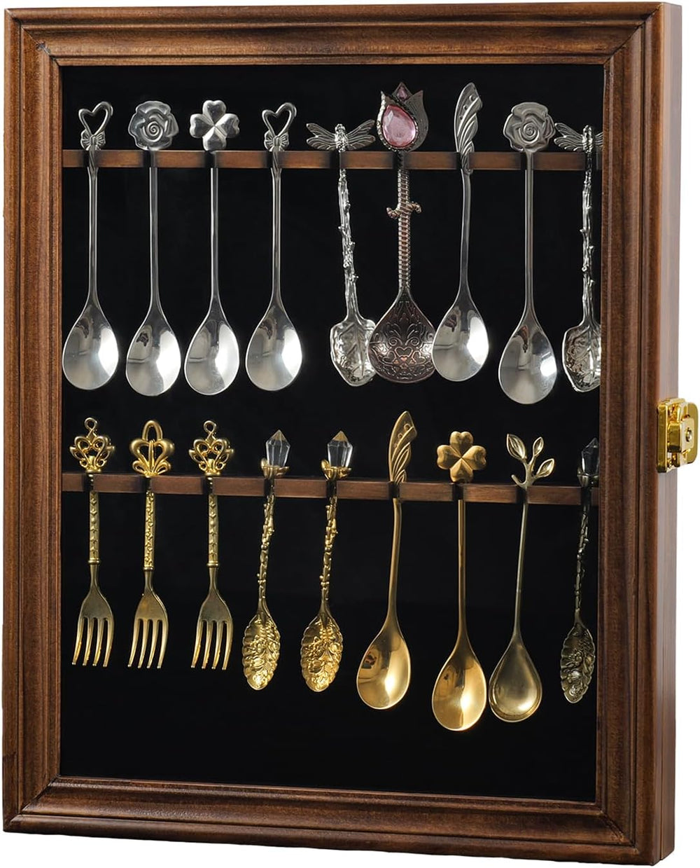 18 Souvenir Tea Spoon Display Case Wall Mount Lockable UV Protection Acrylic ...
