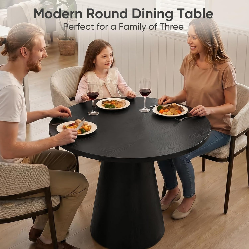Comfy to go 35" Round Dining Table Wood for 2-3, Modern Farmhouse Kitche...