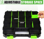 Generic Tool Box with Transparent Lid, Double Side 34-Compartments Organizer Box with Removable Dividers for Hardware, Screws, Bolts, Nails, Beads, Jewelry and Fishing Accessories, Green, 2 Packs