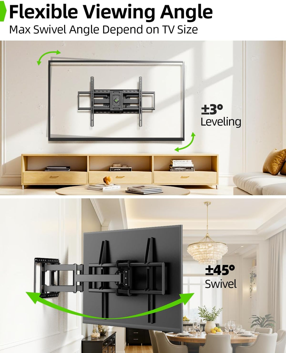 USX MOUNT Heavy Duty Full Motion TV Wall Mount for 60-120 Inch TVs, Holds 220...