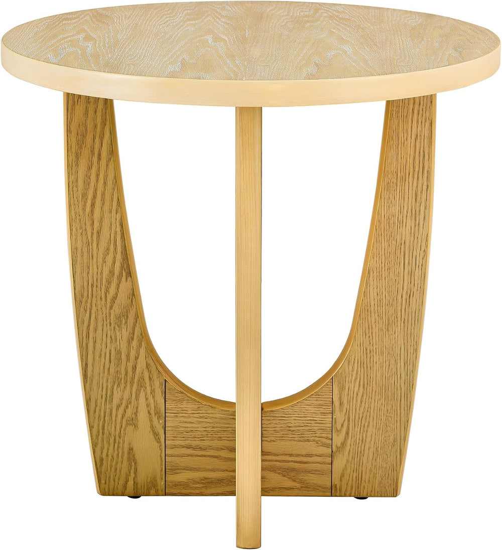 25" Round End Table, Wooden Side Table, Night Stand for Living Room,Rece...