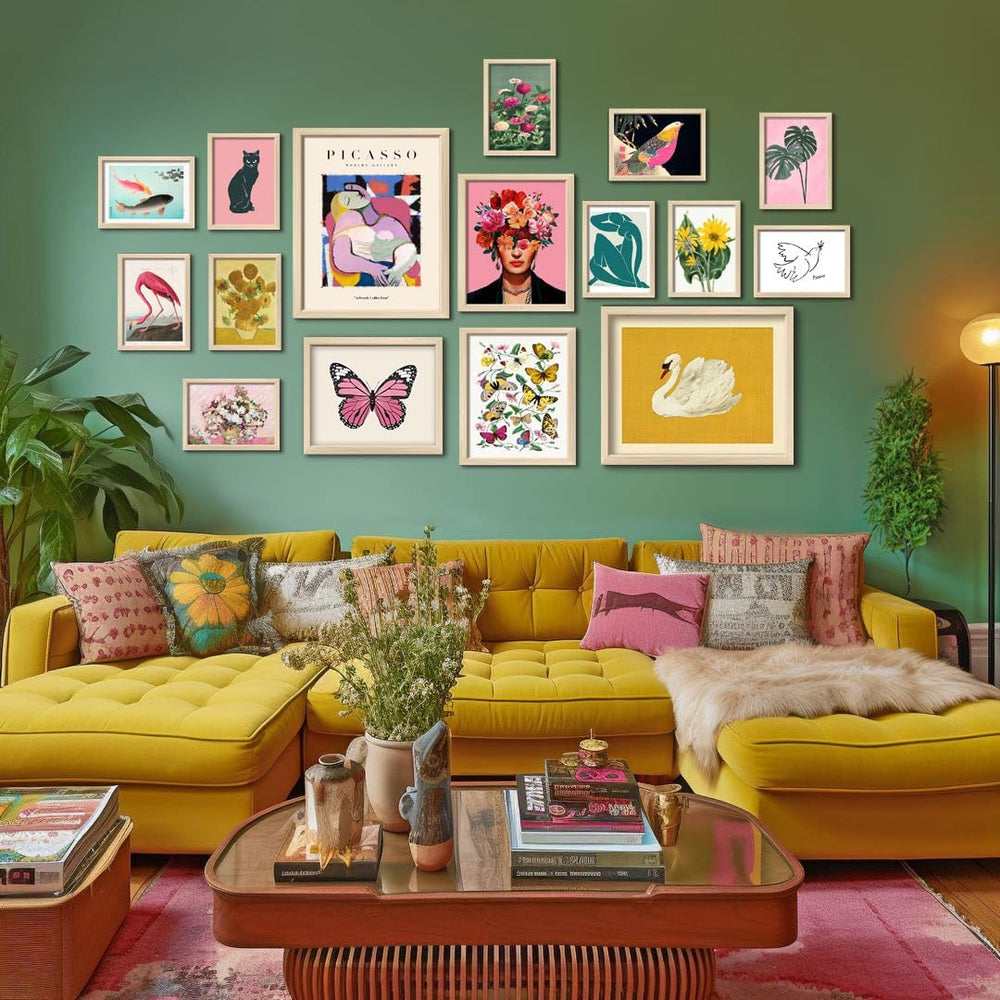 16 PCS Framed Eclectic Wall Art Decor, Modern Maximalist Home Gallery Wall Fr...