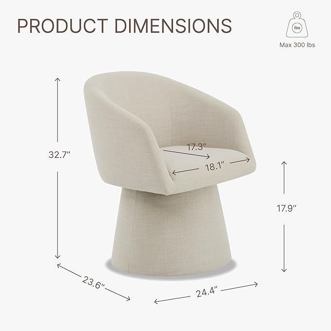 Swivel Dining Chairs Set of 4, Upholstered Mid Century Modern Deskchair with ...