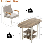 VFK 3 Piece Dining Table Set, 51 Inch Modern Kitchen Folding Breakfast Table with Right Seat Storage Corner Stools and Dining Chairs for Home Dining Room Furniture