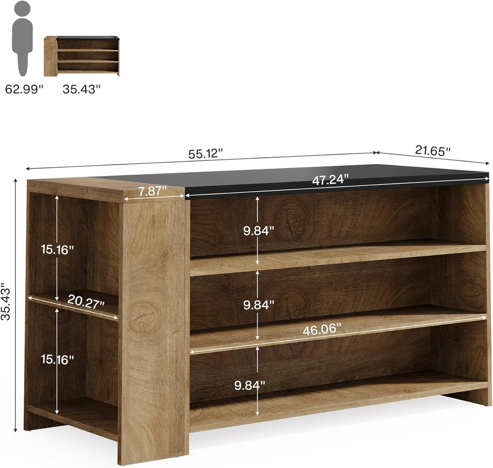 Tribesigns 55" Kitchen Island with Storage, Farmhouse 5-Tier Stationary ...