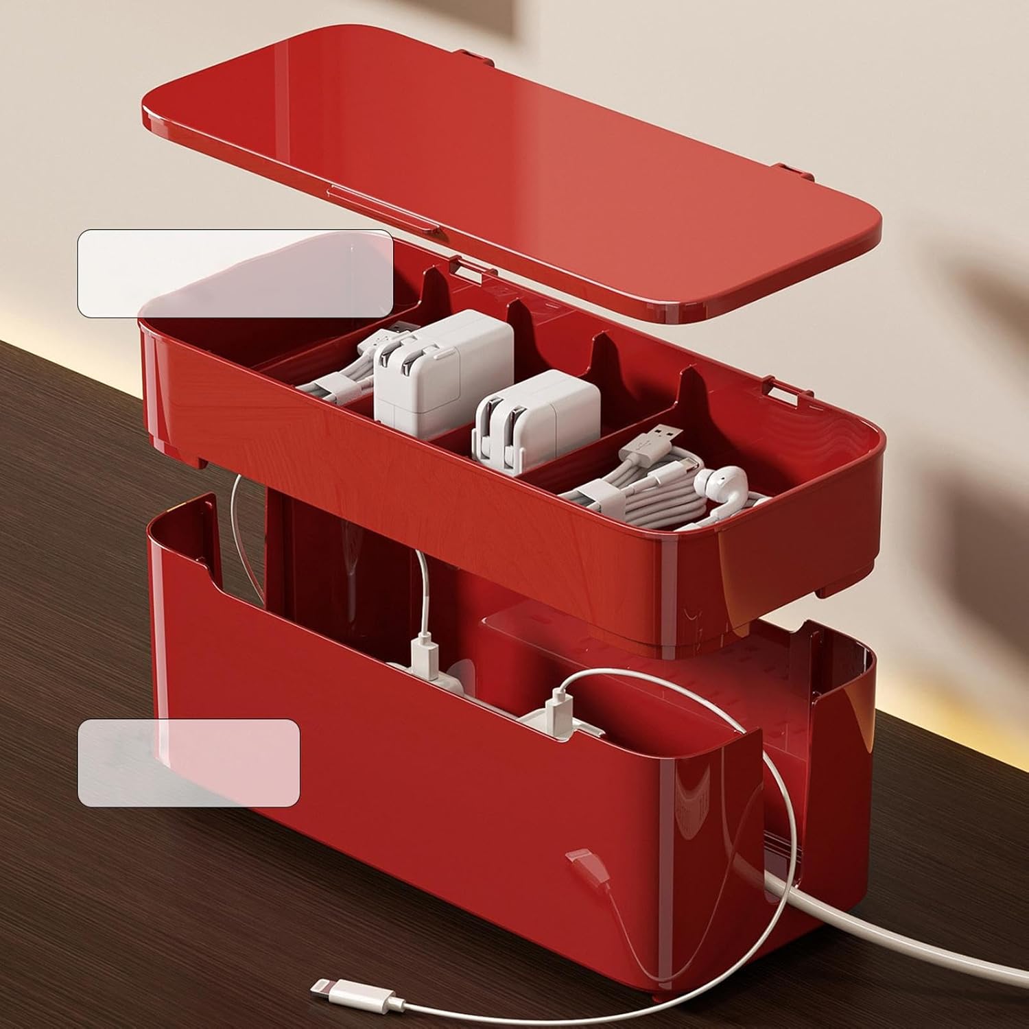 Socket Storage Rack, Compact & Space-Saving, 32.5x15.5x17.5cm, Wire Storage Container, Cable Management Box, Stylish & Functional, for Home, Office, Dorm, Gaming, TV Stand, Desk, Computer