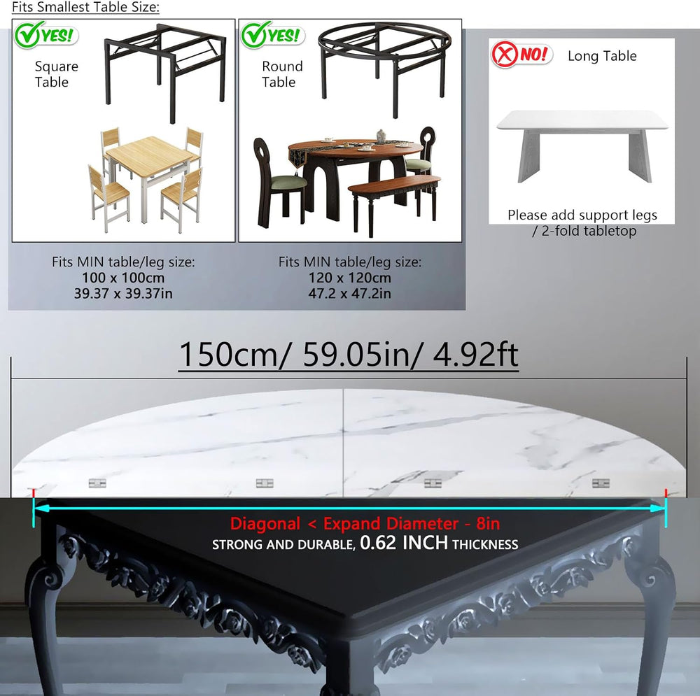 Big Foldable Round Table Tops only Extender, Large Round Folding Tabletop Ext...