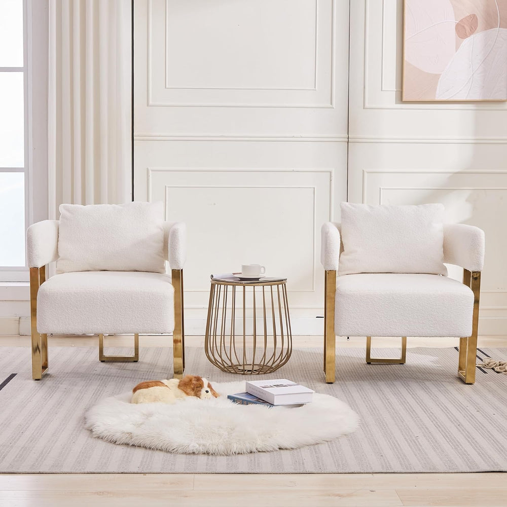 YITAI Modern Accent Chairs no Wheels, Living Room Side Chairs Set of 2 with G...