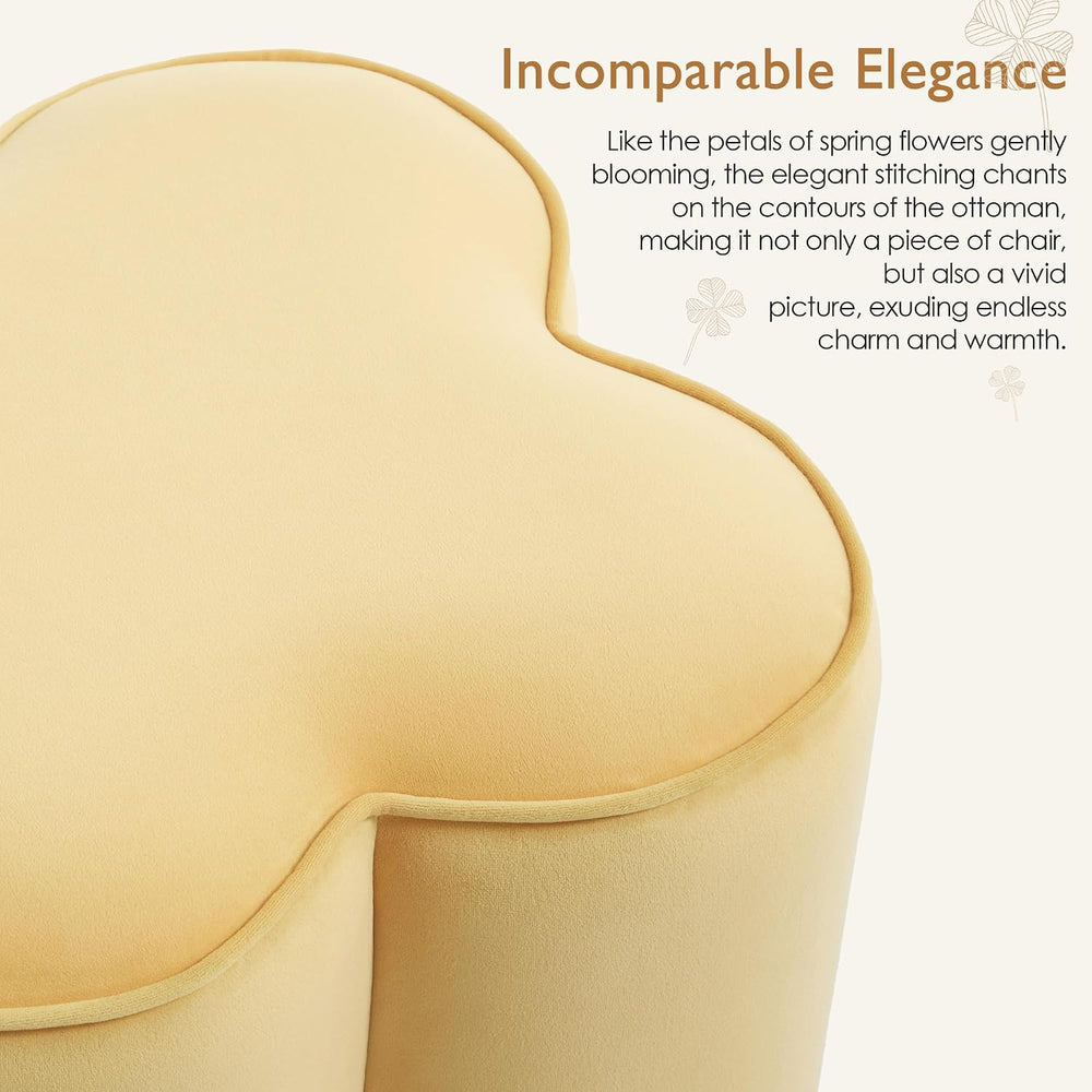 Yellow Velvet Ottoman, Small Vanity Stool, Modern Ottoman Stool, Footrest for...