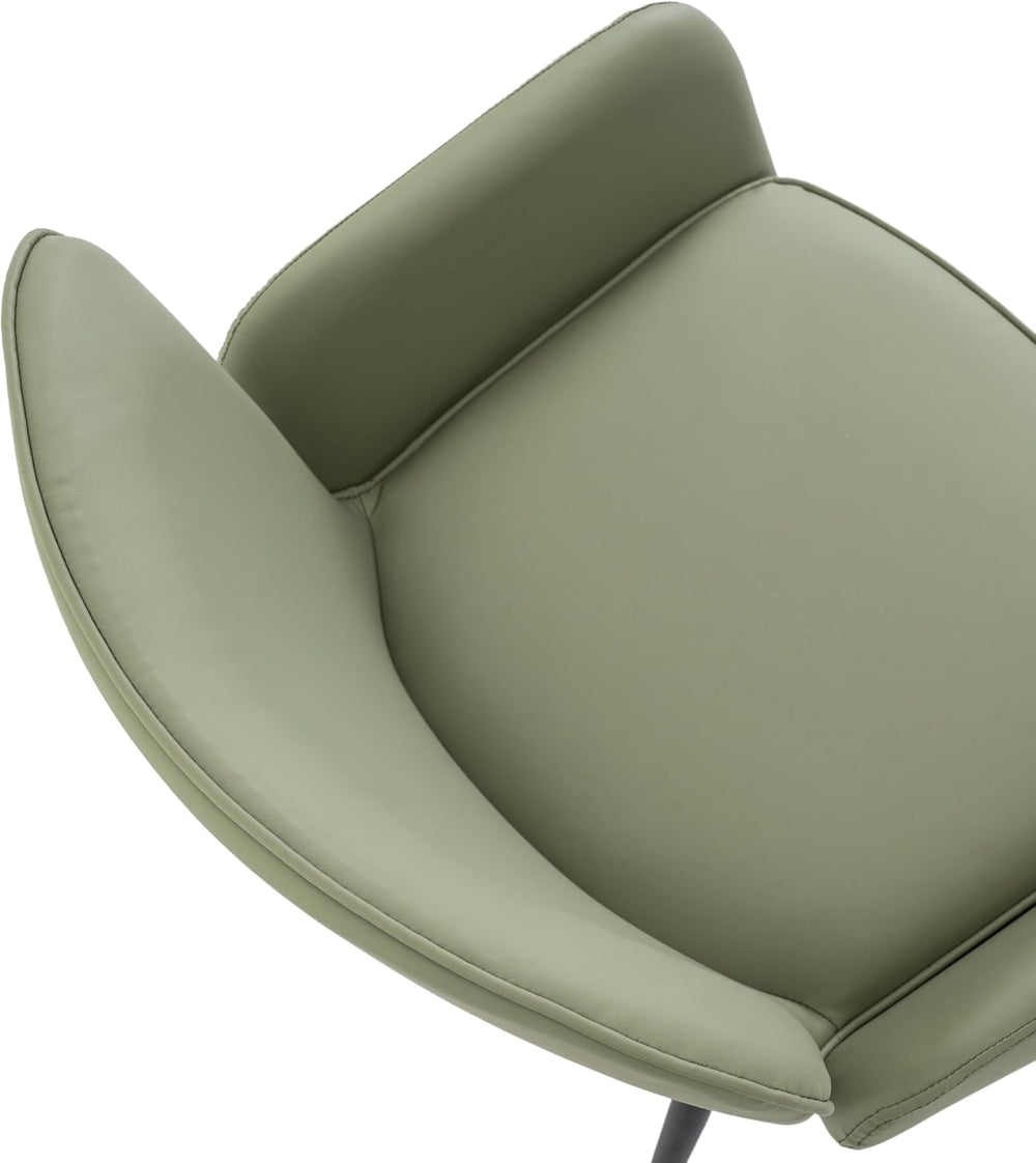 VKNOW Modern Faux Leather Dining Chairs Set of 2 with Armrest, Green | Armed ...