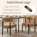 VKNOW Wooden Dining Chairs Set of 4, Modern Upholstered Dining Room Chairs with Black Rubberwood Legs and Curved Backrest, Fabric Kitchen Chairs for Dining Room, Orange(Black Legs)