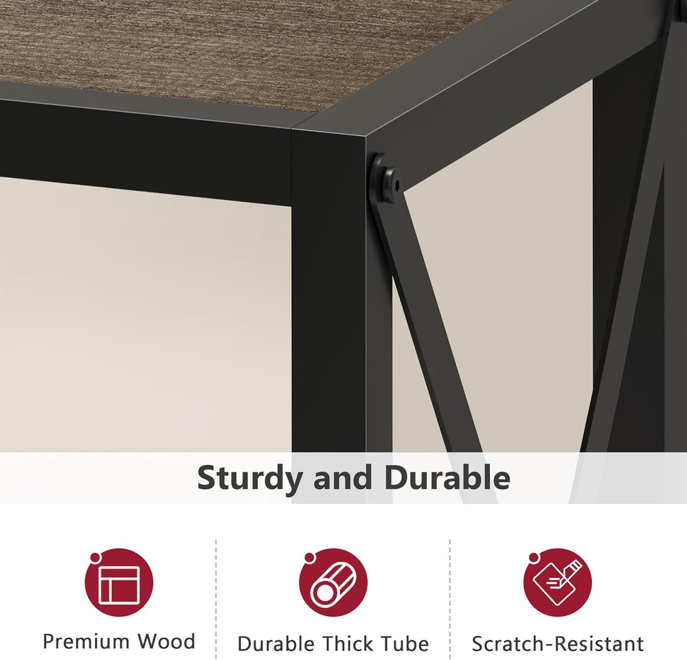 Tajsoon Industrial Console Table 41.8", 2 Tier Entryway Table with Stora...