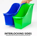 Storex Large Book Bin, Interlocking Plastic Organizer for Home, Office and Classroom, STEM Assortment, 6-Pack
