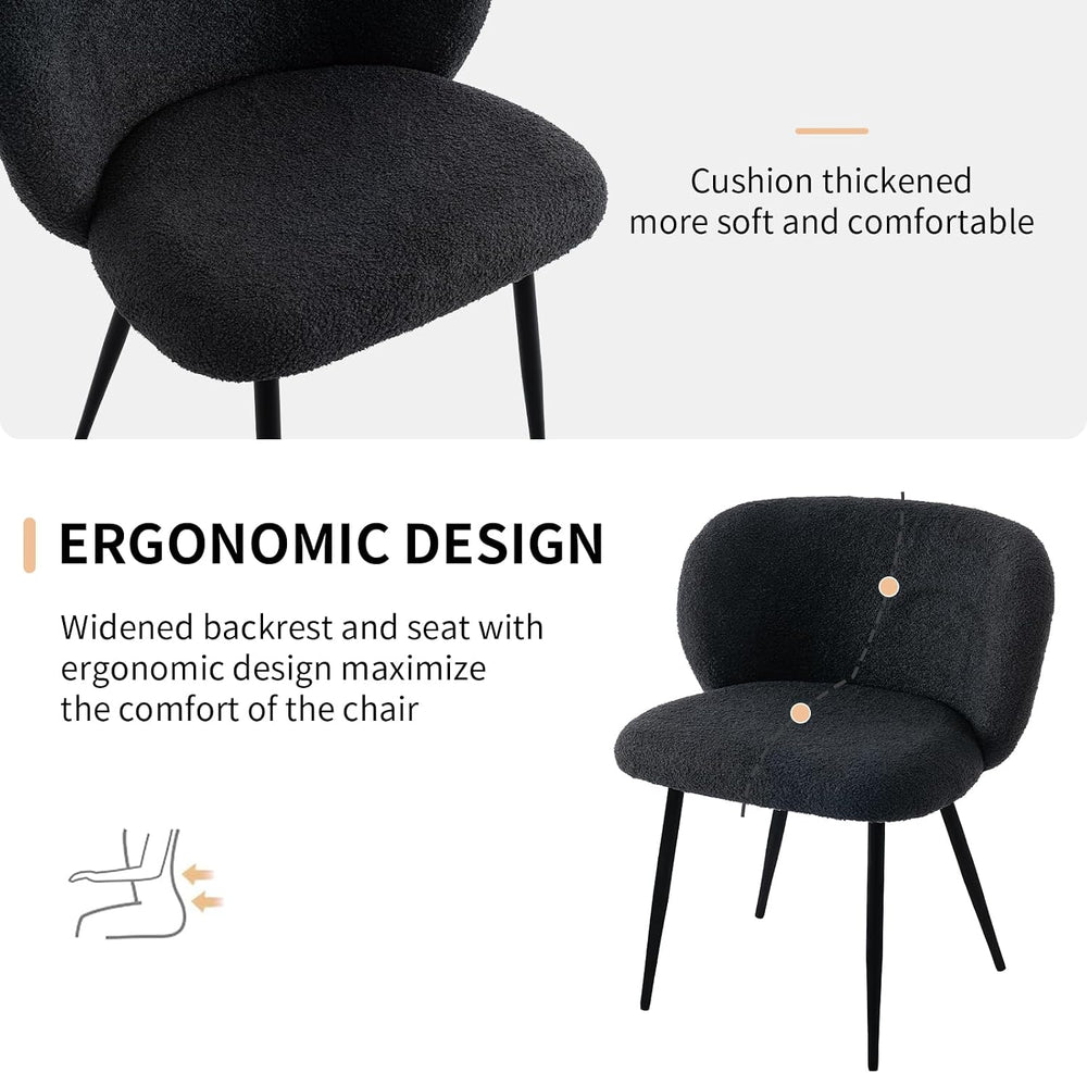 Modern Teddy Dining Chairs Set of 4, Comfy Kitchen Armless Chairs with Thick ...