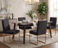 CIMOTA Black Modern Dining Chairs Set of 4, Upholstered Linen Dining Room Chairs Armless Side Chair with Gold Base for Kitchen, Charcoal Black, 4PCS