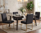 CIMOTA Black Modern Dining Chairs Set of 8, Upholstered Dining Room Chairs Armless Guest Side Chair with Gold Base for Dining Room/Kitchen, Charcoal Black, 8PCS