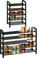 STORAGE MANIAC 5-Tier Expandable Shoe Rack, 20 Pairs Adjustable Shoe Shelf for Closet, Entryway, Hallway, Garage, Dorm, Heavy-Duty Metal Shoe Organizer for Small Space, Black