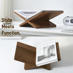 Solid Wooden Book Stand for Desktop Display & Reading –15.7" x 9.4" x 5.7” Extra Large Wood Open Book Holder for Cookbook, Bible, Recipe, Textbook, Magazine (N. American Black Walnut)