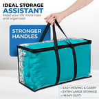 4 Pack Clear Large Moving Bags, Heavy Duty Storage Bags, College Totes, Storage Bins, for Organizing Blankets, Clothing for College, Dorm, Packing, Durable with Zipper and Handle 25x14x12
