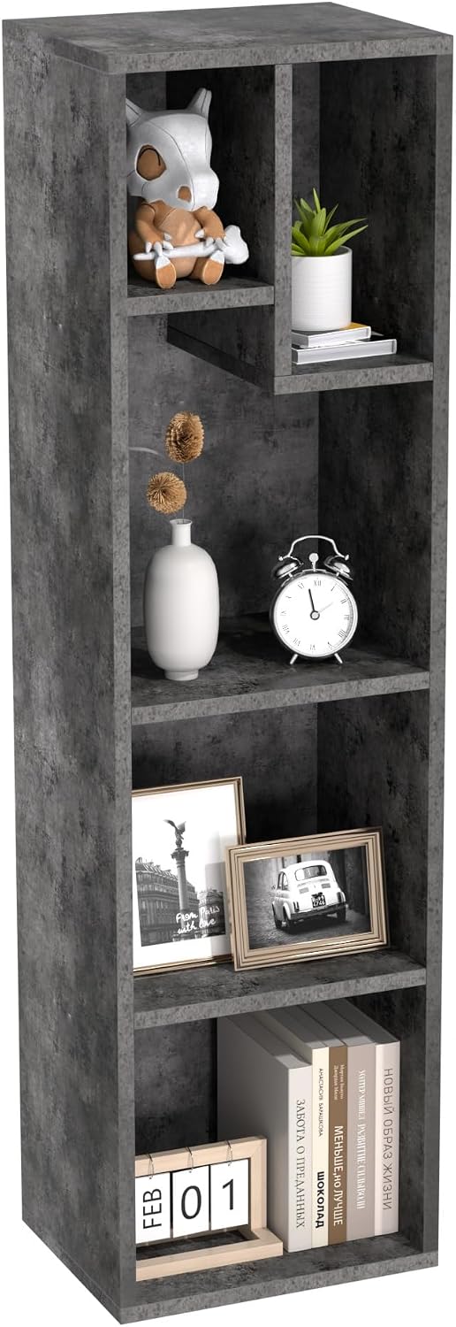 VECELO 4-Tier Bookcase, Modern Storage Cabinet with Height Difference Shelves...