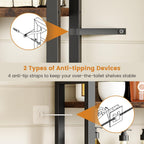 Over-The-Toilet Storage Rack, 3-Tier Bathroom Shelves Over Toilet, Above Toilet Storage, Behind Toilet Bathroom Organizer, Space Saver, Freestanding, Rustic Brown