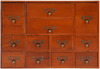 12-Drawer Wooden Storage Cabinet Organizer, Apothecary Cabinet Vintage Library Card Catalog Cabinets for Countertop Apothecary Tea Coffee Pod Storage (Brown)