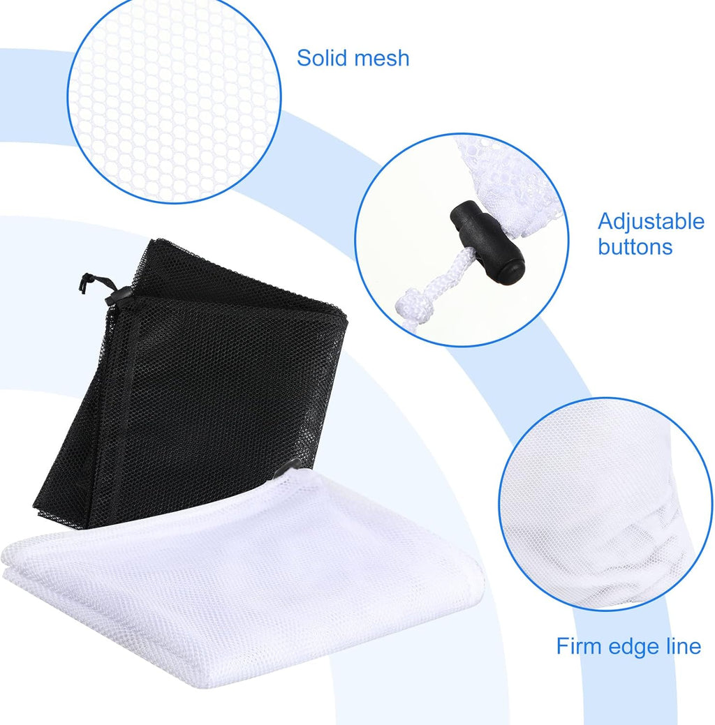 Berlune 30 Pack 24 x 36 Inches Large Mesh Bags for Laundry, Wash bags, Sturdy Mesh Material Closed with Drawstring, Factory, University, Dormitory, Travel and Apartment Dweller (Black, White)
