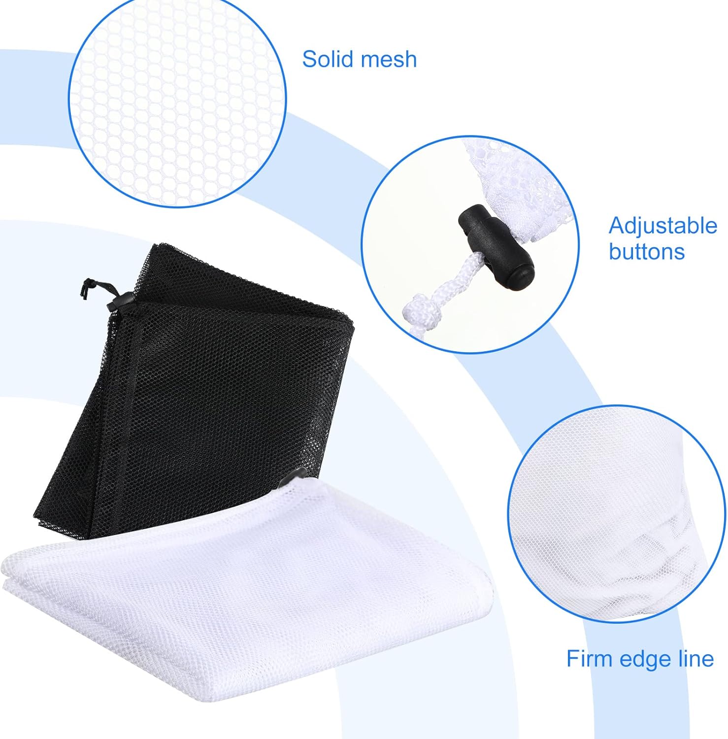 Berlune 30 Pack 24 x 36 Inches Large Mesh Bags for Laundry, Wash bags, Sturdy Mesh Material Closed with Drawstring, Factory, University, Dormitory, Travel and Apartment Dweller (Black, White)