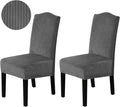 H.VERSAILTEX Velvet Dining Chair Covers Stretch Chair Covers for Dining Room Set of 2 Parson Chair Slipcovers Chair Protectors Covers Dining, Soft Thick Solid Velvet Fabric Washable, Grey Striped