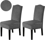 H.VERSAILTEX Velvet Dining Chair Covers Stretch Chair Covers for Dining Room Set of 2 Parson Chair Slipcovers Chair Protectors Covers Dining, Soft Thick Solid Velvet Fabric Washable, Grey Striped